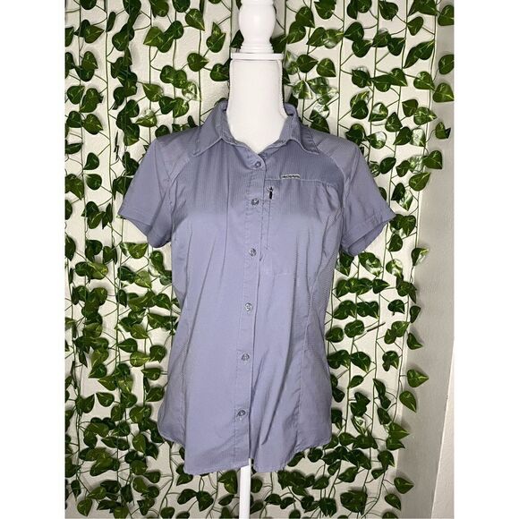 Columbia Gray Kestrel Trail Lite Short Sleeve Button-Up Shirt Size Medium - Picture 1 of 5